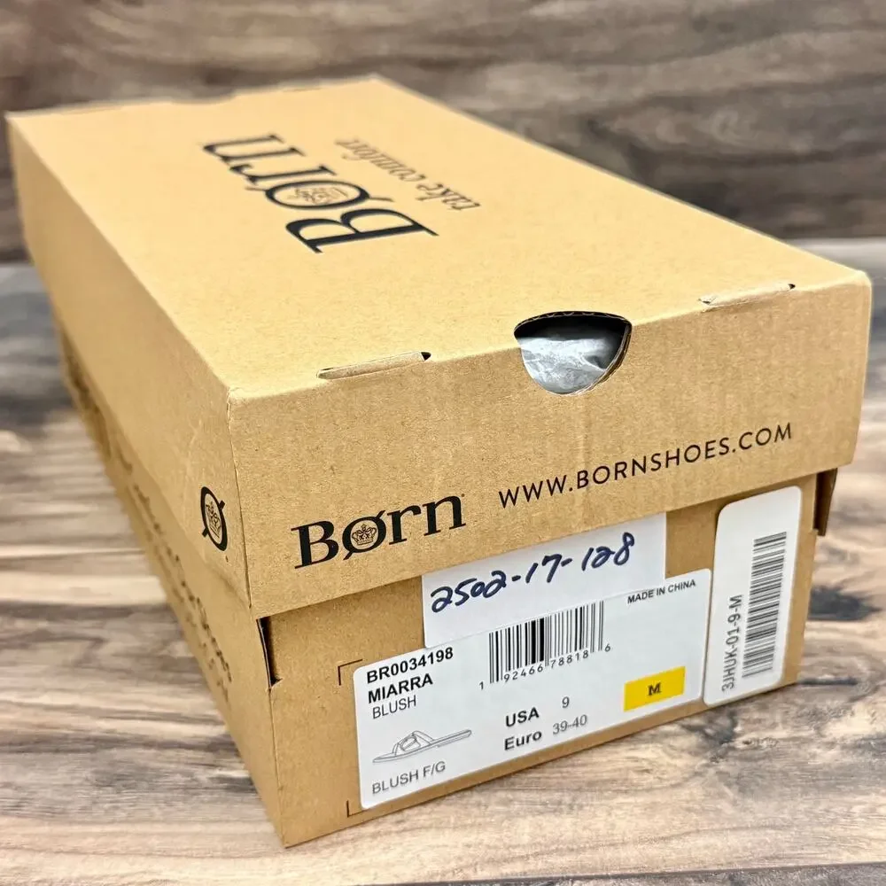❌SOLD OUT❌NIB Born Miarra 9M 39-40 Leather Big Buckle Slide Flat Sandals Blush - Picture 9 of 10